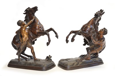 Lot 133 - A pair of Victorian Spelter figures, Marly Horses