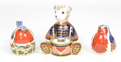 Lot 102 - 3 Christmas themed Royal Crown Derby paperweights