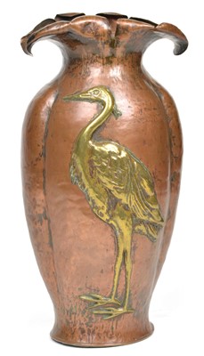 Lot 253 - Arts & Crafts Copper and Brass Vase