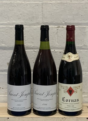 Lot 95 - 3 Bottles Mixed Lot Saint Joseph Domaine JL Grippat and Cornas Domaine A Clape