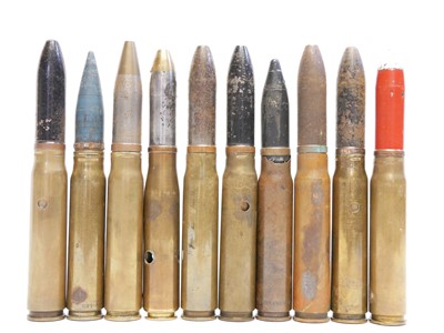 Lot 323 - Ten inert British 20mm rounds.