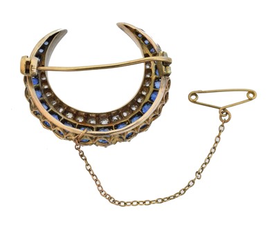 Lot 1 - A late Victorian sapphire and diamond crescent brooch