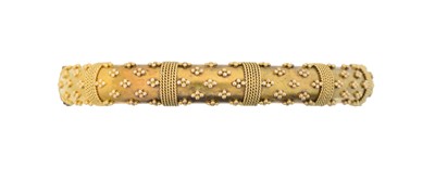 Lot 19 - A Victorian Etruscan Revival hinged bangle