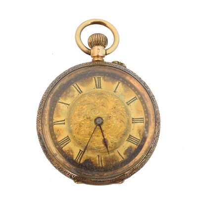Lot 100 - A 14ct gold open face fob watch
