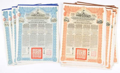 Lot 64 - Twenty-two Chinese Government Five Per Cent Reorganisation Gold Loan Bond Certificates, 1913 (22).