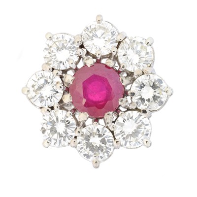 Lot 125 - An 18ct gold ruby and diamond cluster ring