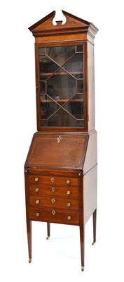 Lot 343 - Edwardian mahogany bureau bookcase