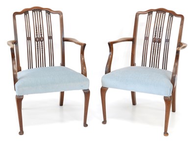 Lot 345 - A pair of Edwardian mahogany framed occasional chairs
