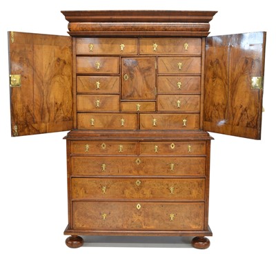 Lot 279 - Queen Anne walnut cabinet on chest