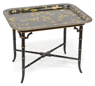 Lot 257 - Late 20th-century papier-mache rectangular tea tray