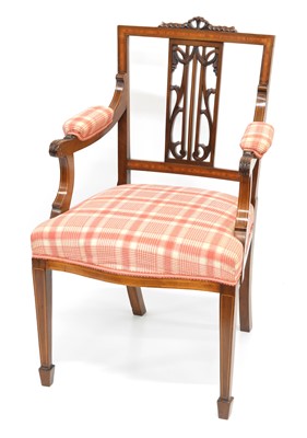 Lot 340 - Edwardian mahogany framed open armchair
