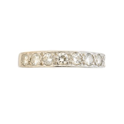 Lot 73 - An 18ct gold diamond half eternity ring