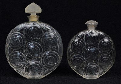 Lot 163 - 2 Lalique for Forvil 'Relief' spiral design perfume bottles