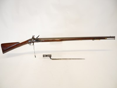 Lot 31 - Flintlock .750 volunteer India pattern Brown Bess musket and bayonet
