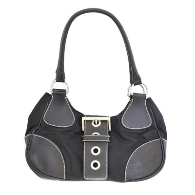 Lot 26A - A Prada Black Nylon Classic Buckle Hobo Bag