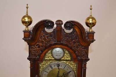 Lot 206 - 20th-century mahogany miniature longcase clock