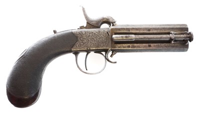 Lot 4 - Percussion double barrel pistol by Samuel Ebrall Shreswbury