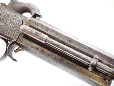 Lot 4 - Percussion double barrel pistol by Samuel Ebrall Shreswbury