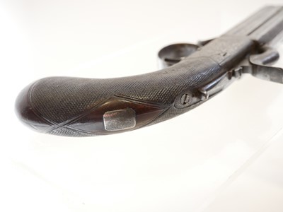 Lot 4 - Percussion double barrel pistol by Samuel Ebrall Shreswbury