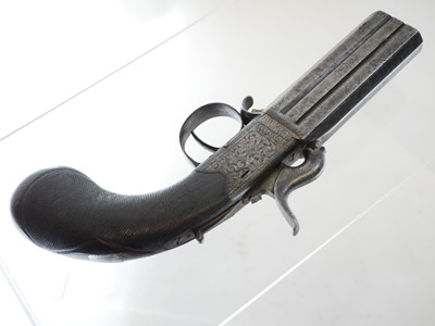 Lot 4 - Percussion double barrel pistol by Samuel Ebrall Shreswbury