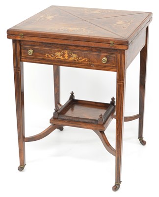 Lot 293 - Edwardian rosewood veneered envelope card table