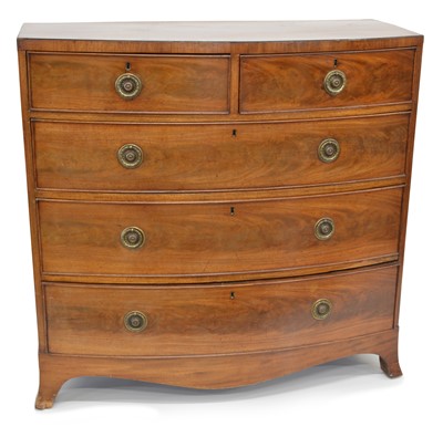 Lot 327 - George III mahogany bow-front chest of drawers