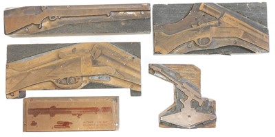 Lot 216 - Five original printing blocks from gun catalogues.