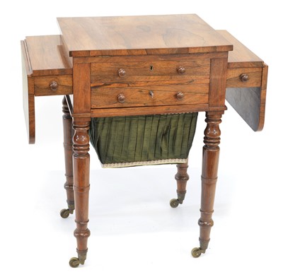 Lot 307 - Victorian rosewood veneered sewing table