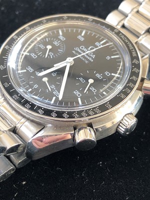 Lot 188 - A stainless steel Omega Speedmaster automatic wristwatch