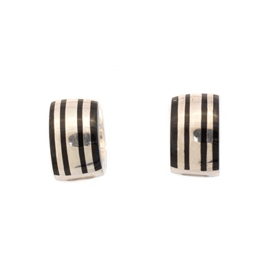 Lot 17 - A pair of silver Montblanc 'Huggie' hoop earrings