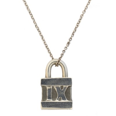 Lot 56 - A Tiffany & Co. 'Atlas Cube Padlock' pendant