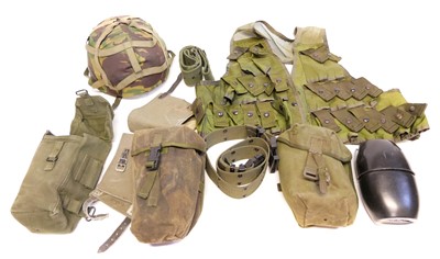 Lot 381 - Post war British webbing and a helmet.