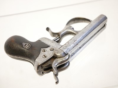 Lot 1 - Double barrelled 7mm Delvigne pinfire Derringer pistol