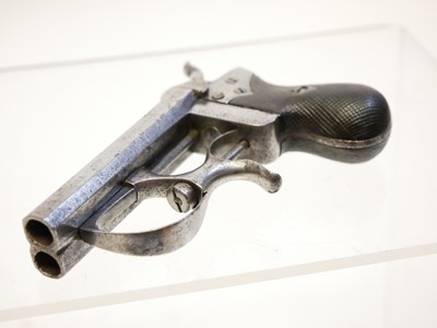 Lot 1 - Double barrelled 7mm Delvigne pinfire Derringer pistol