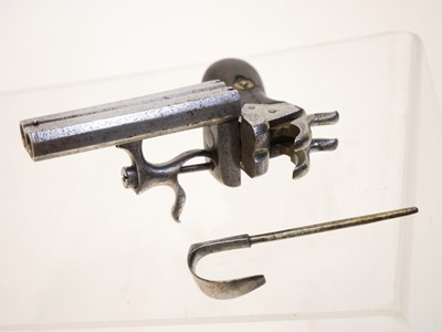 Lot 1 - Double barrelled 7mm Delvigne pinfire Derringer pistol