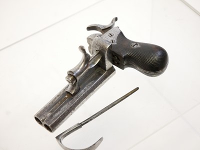 Lot 1 - Double barrelled 7mm Delvigne pinfire Derringer pistol