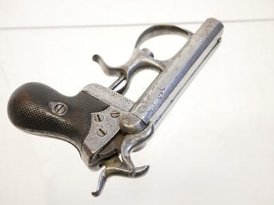 Lot 1 - Double barrelled 7mm Delvigne pinfire Derringer pistol