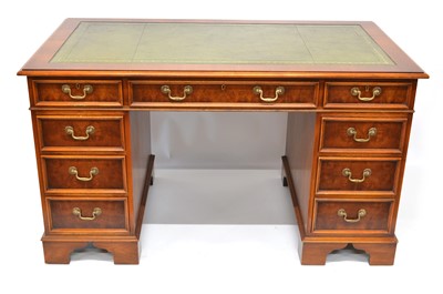Lot 246 - Late 20th-century mahogany twin pedestal writing desk