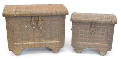 Lot 254 - Two wooden storage boxes with hinged lids