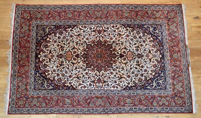 Lot 333 - Iranian Isfahan silk rug