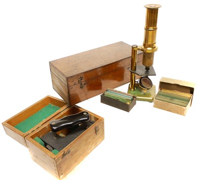 Lot 236 - Cased microscope and slides and a marine distance meter