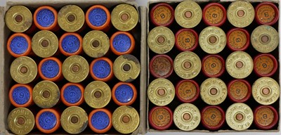 Lot 199 - Two boxes of twenty five vintage 12 bore shotgun cartridges, LICENCE REQUIRED