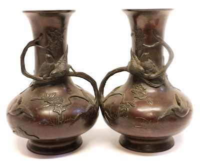 Lot 226 - Pair of Japanese bronze vases