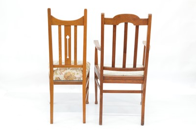 Lot 273 - Liberty Guild arts & crafts oak dining table and chairs