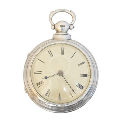 Lot 167 - A silver pair cased pocket watch by Benjamin Grey and Justin Vulliamy
