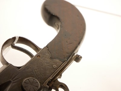 Lot 2 - Flintlock over and under pocket pistol by Spencer of London.