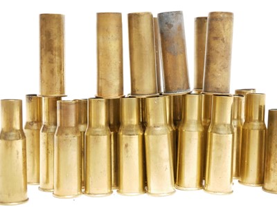Lot 221 - Sixty four .577/450 Martini Henry brass cases and twenty .577 Snider brass cases