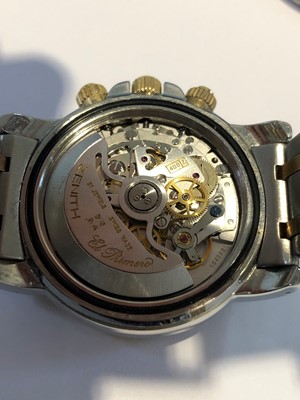 Lot 162 - A stainless steel and gold Zenith El Primero Rainbow Automatic watch