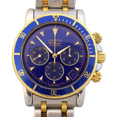 Lot 162 - A stainless steel and gold Zenith El Primero Rainbow Automatic watch