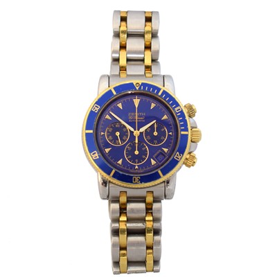Lot 162 - A stainless steel and gold Zenith El Primero Rainbow Automatic watch